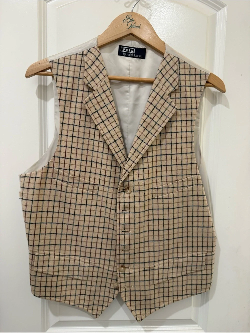 Vintage Polo Ralph Lauren Plaid Windowpane Tweed Vest Heritage